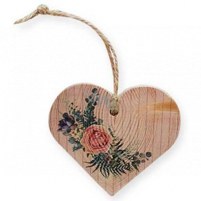 Bohemia Gifts Drevené dekoračné srdce s potlačou ruže 7,5 cm