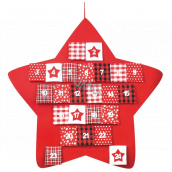 Adventný kalendár z plsti červená hviezda 70 cm