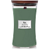 WoodWick Mint Leaves & Oak vonná sviečka s dreveným knôtom a skleneným viečkom veľká 609,5 g