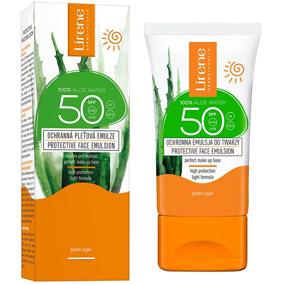 Lirene SC SPF50 Aloe vera ochranná pleťová emulzia 50 ml