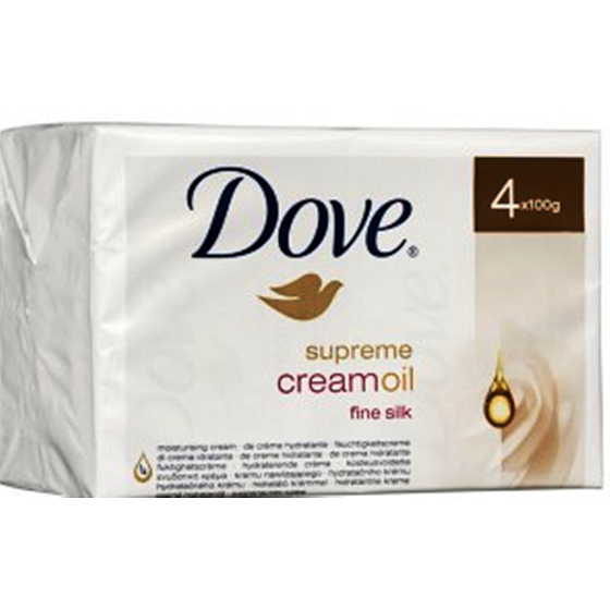 Dove Supreme Cream Oil krémové toaletné mydlo 4 x 100 g
