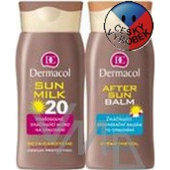 Dermacol Sun Milk SPF20 vodeodolné mlieko na opaľovanie + After Sun Balm 200 ml, kozmetická sada