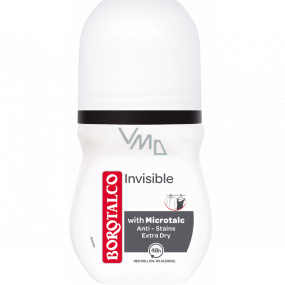 Borotalco Invisible guľôčkový antiperspirant deodorant proti žltým škvrnám roll-on unisex 50 ml