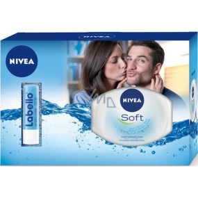 Nivea Labello Hydro Care hydratačný balzam na pery 4,8 g + Soft svieži hydratačný krém 250 ml, pre ženy kozmetická sada