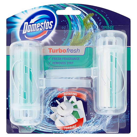 Domestos Turbo Fresh Pine Wc blok rotačné tuhý 2 x 32 g
