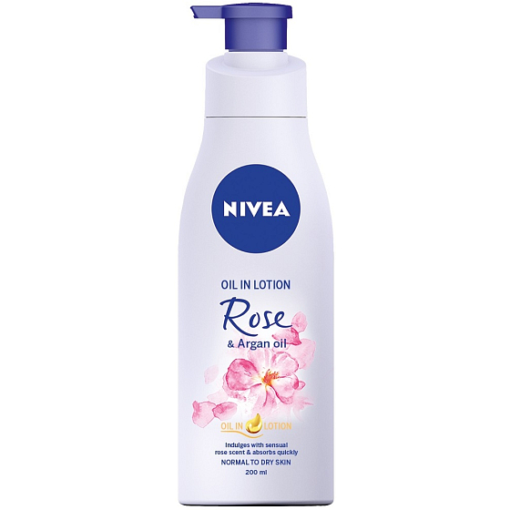Nivea Ruža & Arganový olej telové mlieko s olejom dávkovač 200 ml