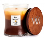 Woodwick Trilogy Cafe Sweets - Sladkosti ku káve vonná sviečka s dreveným knôtom a viečkom sklo veľká 609,5 g