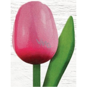 Bohemia Gifts Drevený tulipán ružovo-biely 20 cm