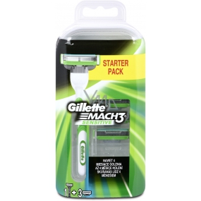 Gillette Mach3 Sensitive holiaci strojček + náhradné hlavice 3 kusy pre mužov