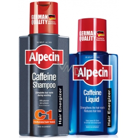 Alpecin Energizer Coffein C1 Kofeínový šampón na vlasy 250 ml + Energizer Liquid Tonikum zvyšuje produktivitu vlasových korienkov 75 ml, duopack