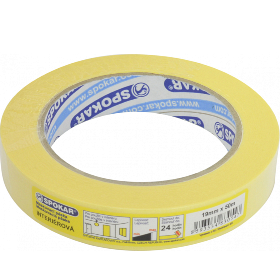 Spokar papierová zakrývacia páska, 1 deň, do 60 ° C, rozmery 19 mm × 50 m