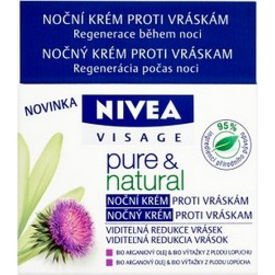 Nivea Visage Pure & Natural nočný krém proti vráskam 50 ml