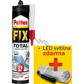 Pattex Total Fix PL70 Biele vodovzdorné lepidlo na lepenie, tmelenie a fixovanie na báze polyméru 392 g + LED svietidlo