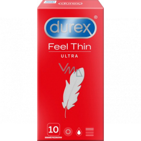 Durex Feel Thin Ultra kondóm latexový, extra tenký, nominálna šírka 52 mm 10 kusov