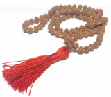 108 Mala Shiva Rudraksha, meditačné šperky, prírodné indické semienka, uzlíky, elastické, ručne vyrobené, strapce 8 cm, korálky 7-8 mm