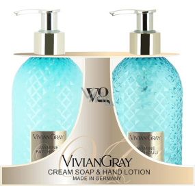 Vivian Gray Jasmine and Patchouli luxusné tekuté mydlo s dávkovačom 300 ml + luxusný krém na ruky s dávkovačom 300 ml, kozmetická súprava