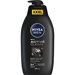 NIVEA MEN sprchový gel Active Clean 3 v 1, 887 ml NIVEA MEN sprchový gel Active Clean 3 v 1, 887 ml
