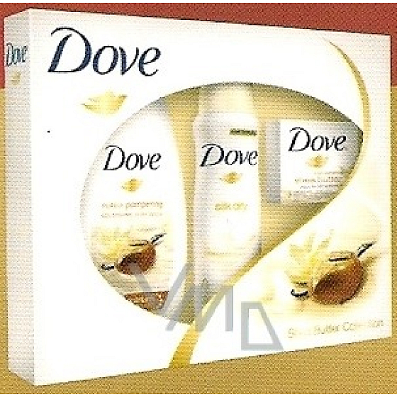 Dove Bambucké maslo a vanilka dezodorant sprej 150 ml + sprchový gél 250 ml + toaletné mydlo 100 g, kozmetická sada