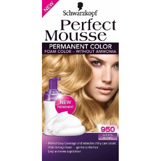 Perfect Mousse Inovatívna farbiaca pena na vlasy 950 Zlatisto plavý