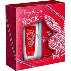 Playboy Play It Rock parfumovaný dezodorant sklo pre ženy 75 ml + dezodorant sprej 150 ml, kozmetická sada
