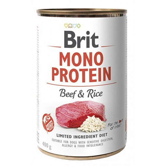 Brit Mono Protein Hovädzie s ryžou kompletné krmivo pre psov 400 g