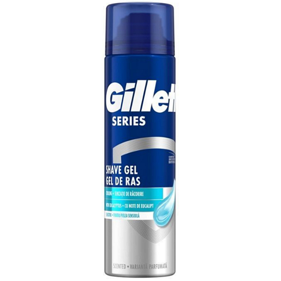 Gillette Series 3x Sensitive Cool gél na holenie pre mužov 200 ml