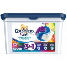 Coccolino Care Cleans, Cares & Protects 3v1 kapsule na pranie na farebnú bielizeň 18 dávok 486 g