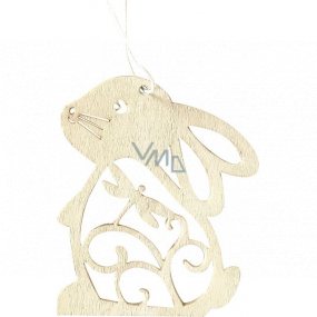 Zajac drevený biely k zaveseniu 8 cm