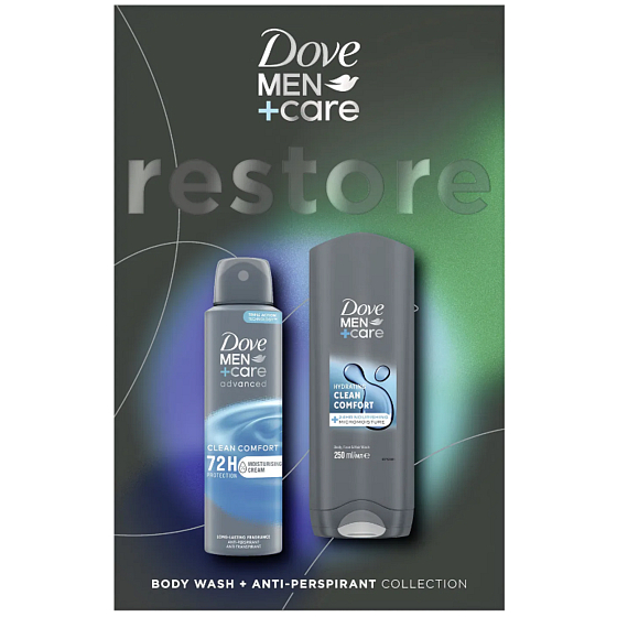 Dove Men+Care Restore sprchový gél 250 ml + deodorant sprej 150 ml, darčeková kazeta