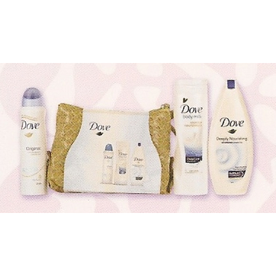 Dove Original telové mlieko 250 ml + sprchový gél 250 ml + dezodorant sprej 150 ml + Kabelka, kozmetická sada