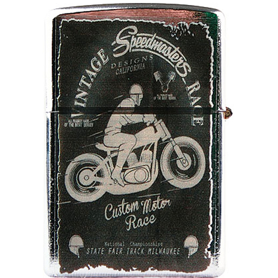 Bohemia Gifts Retro zapaľovač kovový benzínový s potlačou Speedmasters 5,5 x 3,5 x 1,2 cm