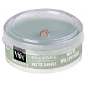 Woodwick White Willow Moss - Vrba a mach vonná sviečka s dreveným knôtom petite 31 g