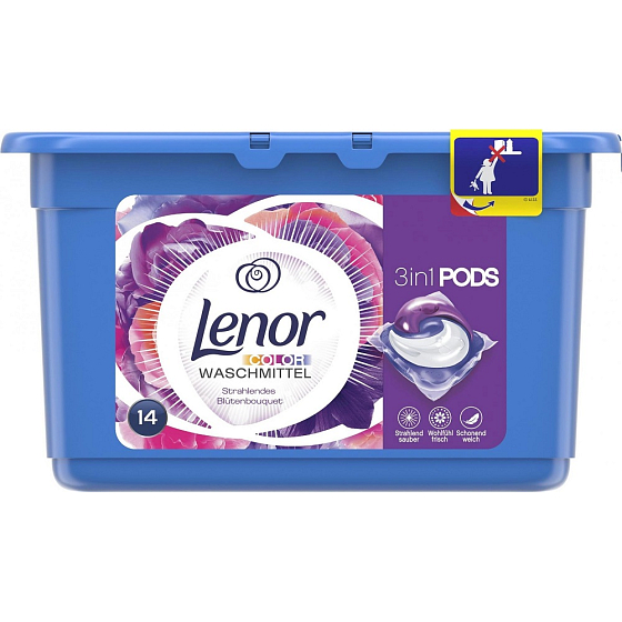 Lenor Flower Bouquet 3v1 gélové kapsule na pranie farebnej bielizne 14 kusov 369,6 g