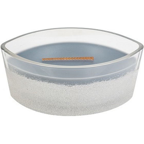 Woodwick Sanded Evening Onyx - Večerné ónyx vonná sviečka s dreveným širokým knôtom a viečkom sklo loď 453 g