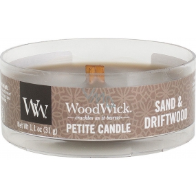 Woodwick Sand & Driftwood - Piesok a naplavené drevo vonná sviečka s dreveným knôtom petite 31 g