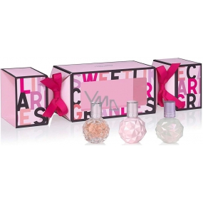 Ariana Grande Cracker Set Sweet Like Candy toaletná voda pre ženy 7,5 ml + Moonlight toaletná voda pre ženy 7,5 ml + Ari toaletná voda pre ženy 7,5 ml, darčeková sada miniatúr