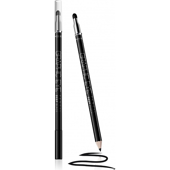 Revers Graphic Eye ceruzka na oči drevená s hubkou Black 1,5 g