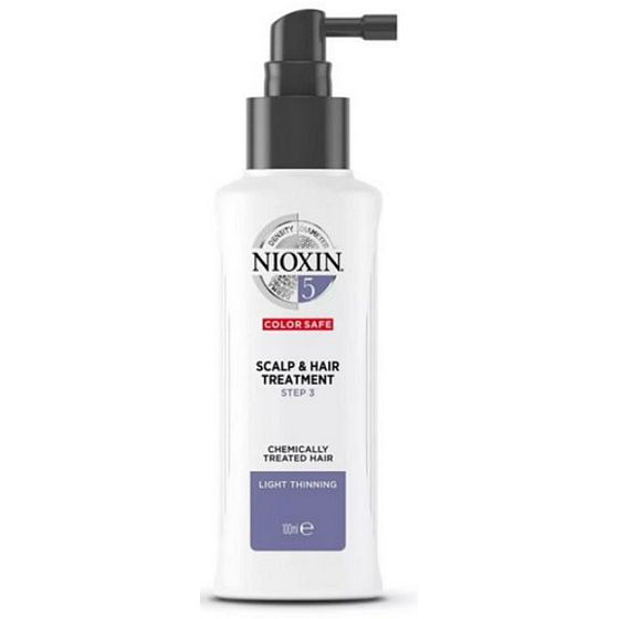 Nioxin System 5 Scalp & Hair Bezoplachová starostlivosť pre mierne rednúce prírodné aj chemicky ošetrené stredne silné až silné vlasy 100 ml