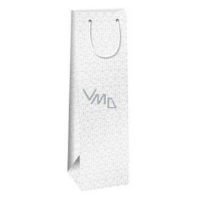 Ditipo Darčeková papierová taška na fľašu 12,3 x 7,8 x 36,2 cm biela, strieborné vzory
