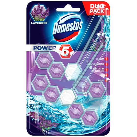 Domestos Power 5 Lavender WC tuhý blok 2 x 55 g