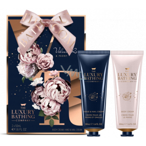 Grace Cole Velvet Rose & Peony krém na ruky a nechty 50 ml + telový krém 50 ml, kozmetická sada pre ženy