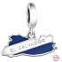 Charm Striebro 925 El Salvador vlajka - hojdajúca sa mapa, prívesok na náramok cestovanie