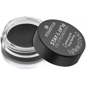 Essence Stay & Play Waterproof gelové očné linky 01 Black 5 g