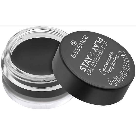 Essence Stay & Play Waterproof gelové očné linky 01 Black 5 g