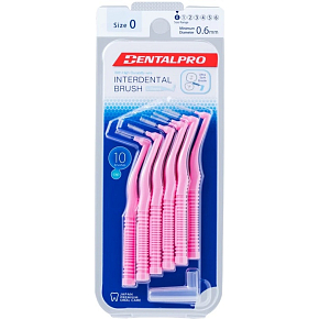 DentalPro medzizubný kartáčik zahnutý 0,6 mm ružový, 10 kusov