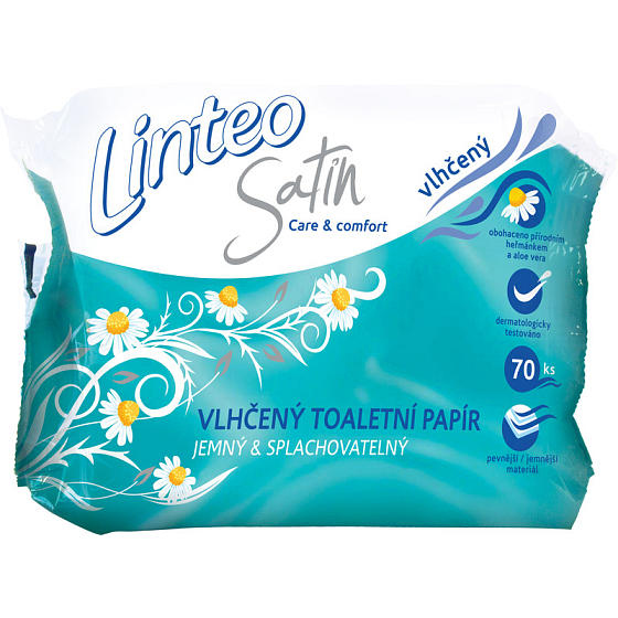 Linteo Satin vlhčený toaletný papier Harmanček náhradná náplň 70 kusov