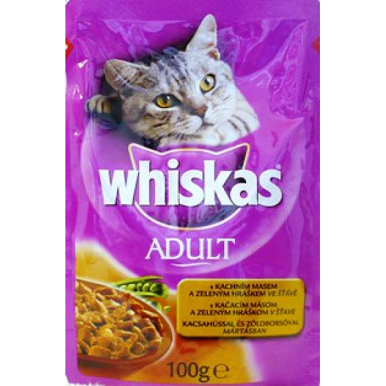 Whiskas Adult s kačacím mäsom a zeleným hráškom v šťave 100 g