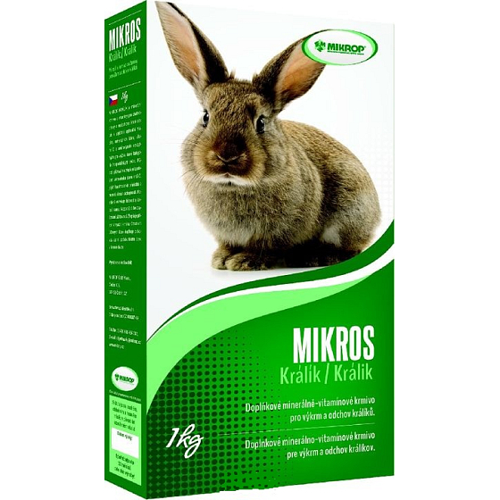 Mikros Králik doplnkové minerálne krmivo s vitamínmi pre výkrm a odchov králikov 1 kg
