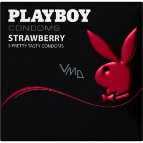 Playboy Lubrificati Strawberry kondóm s jahodovou vôňou s hladkým povrchom 3 kusy