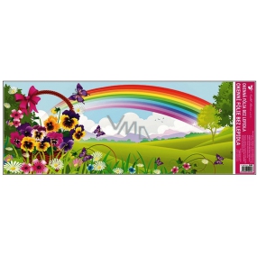 Okenná fólia bez lepidla krajinka s dúhou a košíkom 60 x 22,5 cm 1 kus